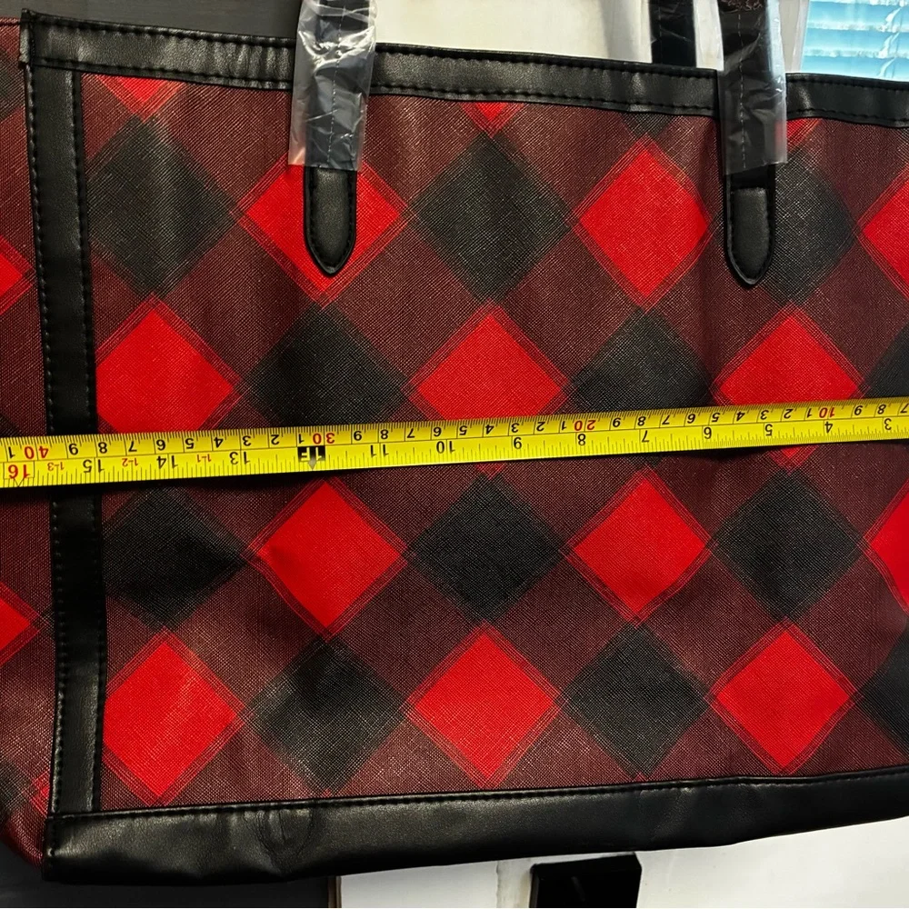 Victoria's Secret Red and Black Checkered Tote Bag